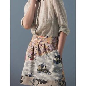 Anthropologie Leif Notes Patchwork Castle Floral Print Pleated Skirt Size 10